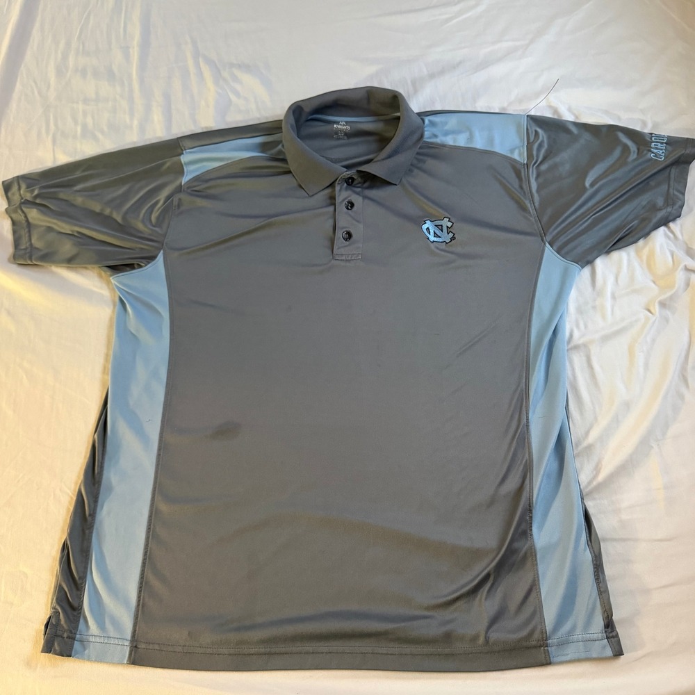 Knights Apparel UNC‎ North Carolina Tar Heels Polo Shirt Mens XL Grey Blue NCAA